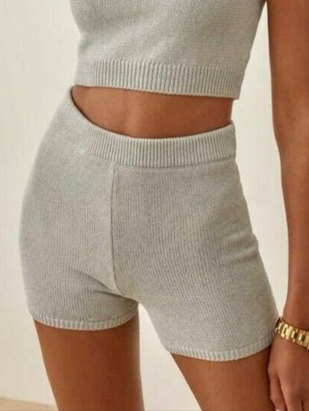 Reformation Roze 100% Organic Cotton Knit Shorts High Waist Gray Size Medium